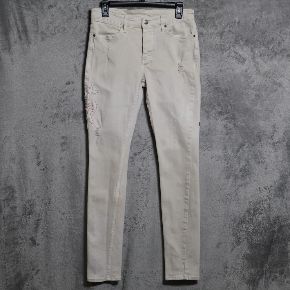 Ksubi Jeans Mens 30x31 Off White Natural Van Winkle Ecru Playoff Skinny Distress